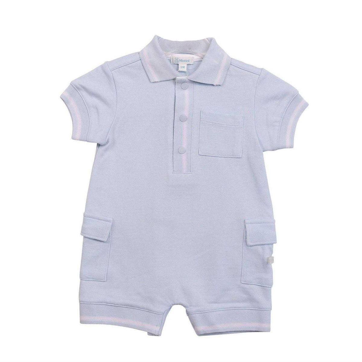 Blue - Front - Mintini Baby Tipped Romper Set