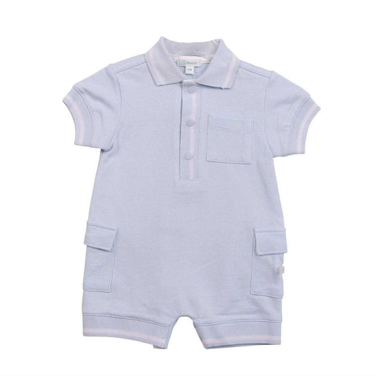 Blue - Front - Mintini Baby Tipped Romper Set