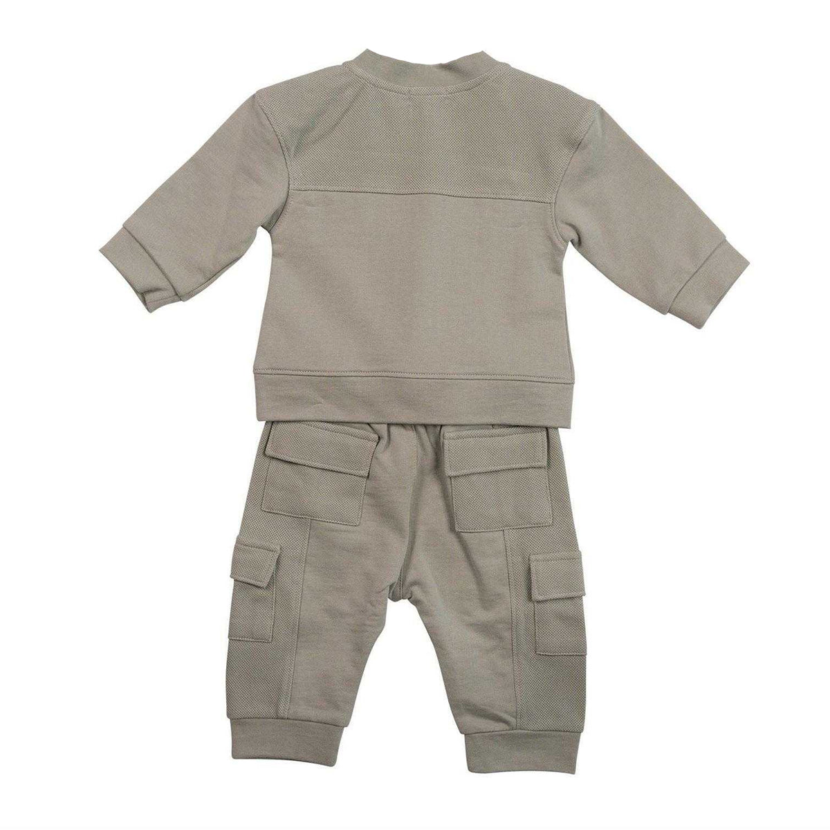 Sage - Back - Mintini Baby Plain Long Pyjama Set