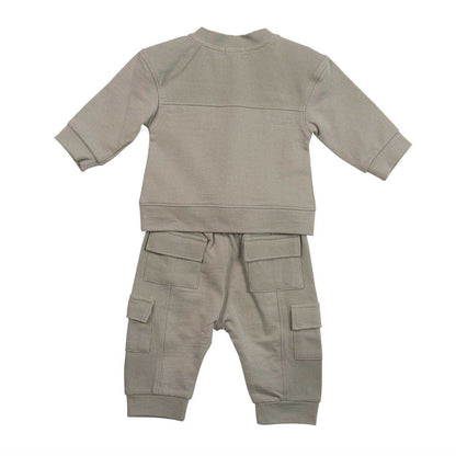 Sage - Back - Mintini Baby Plain Long Pyjama Set