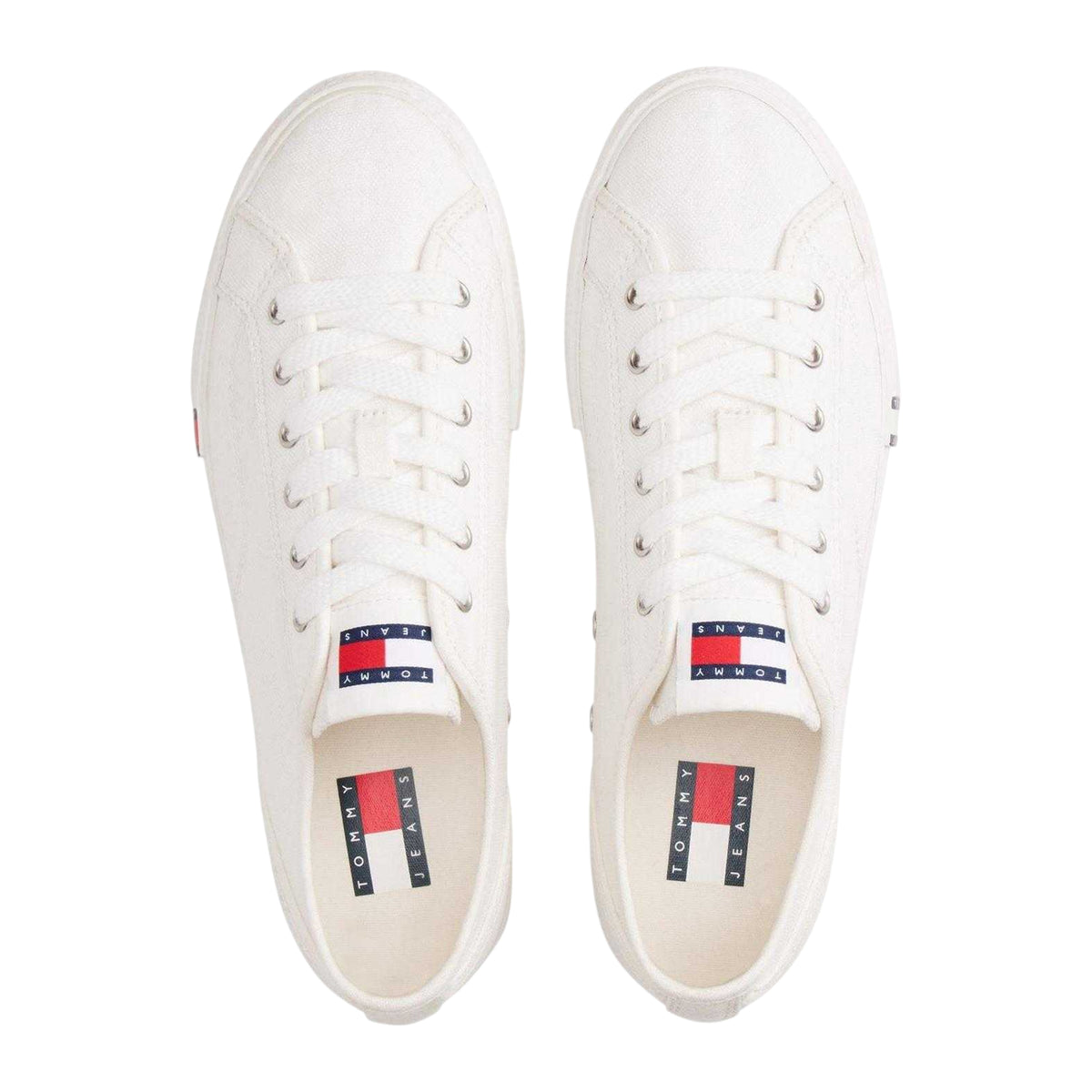 Ecru - Side - Tommy Jeans Womens-Ladies Archive Canvas Trainers