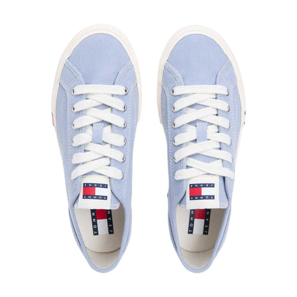 Light Blue - Side - Tommy Jeans Womens-Ladies Archive Canvas Trainers