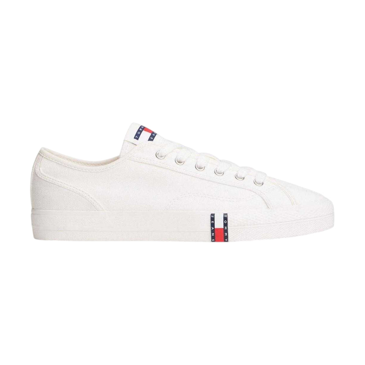 Ecru - Front - Tommy Jeans Womens-Ladies Archive Canvas Trainers
