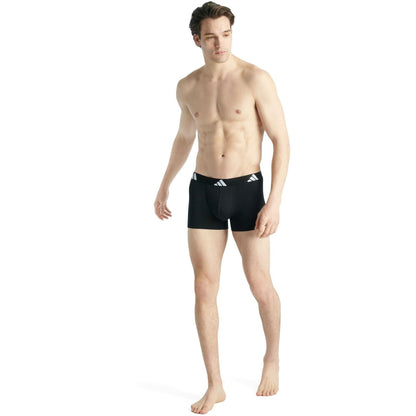 Black - Back - Adidas Mens Plain Boxer Shorts (Pack of 3)