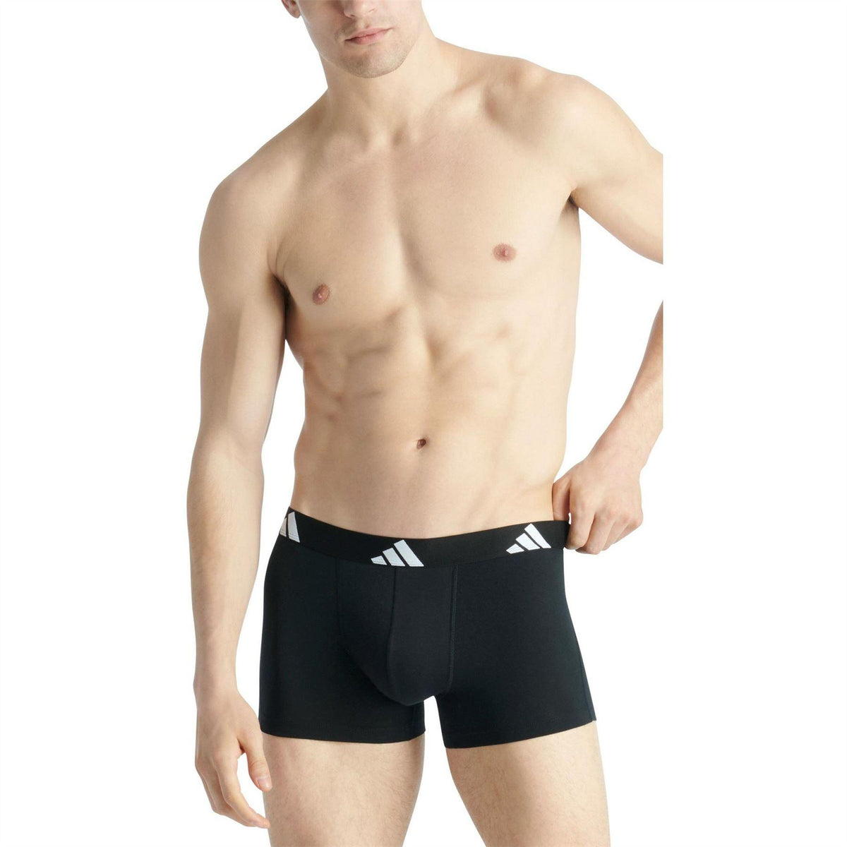 Black - Side - Adidas Mens Plain Boxer Shorts (Pack of 3)