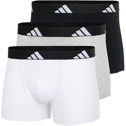 White-Grey-Black - Front - Adidas Mens Plain Boxer Shorts (Pack of 3)