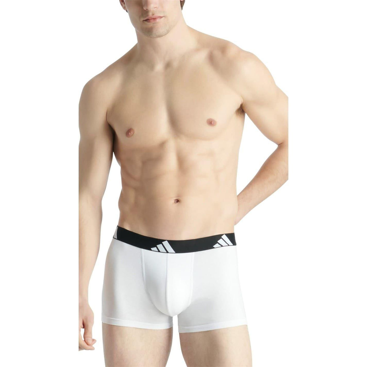 White-Grey-Black - Side - Adidas Mens Plain Boxer Shorts (Pack of 3)