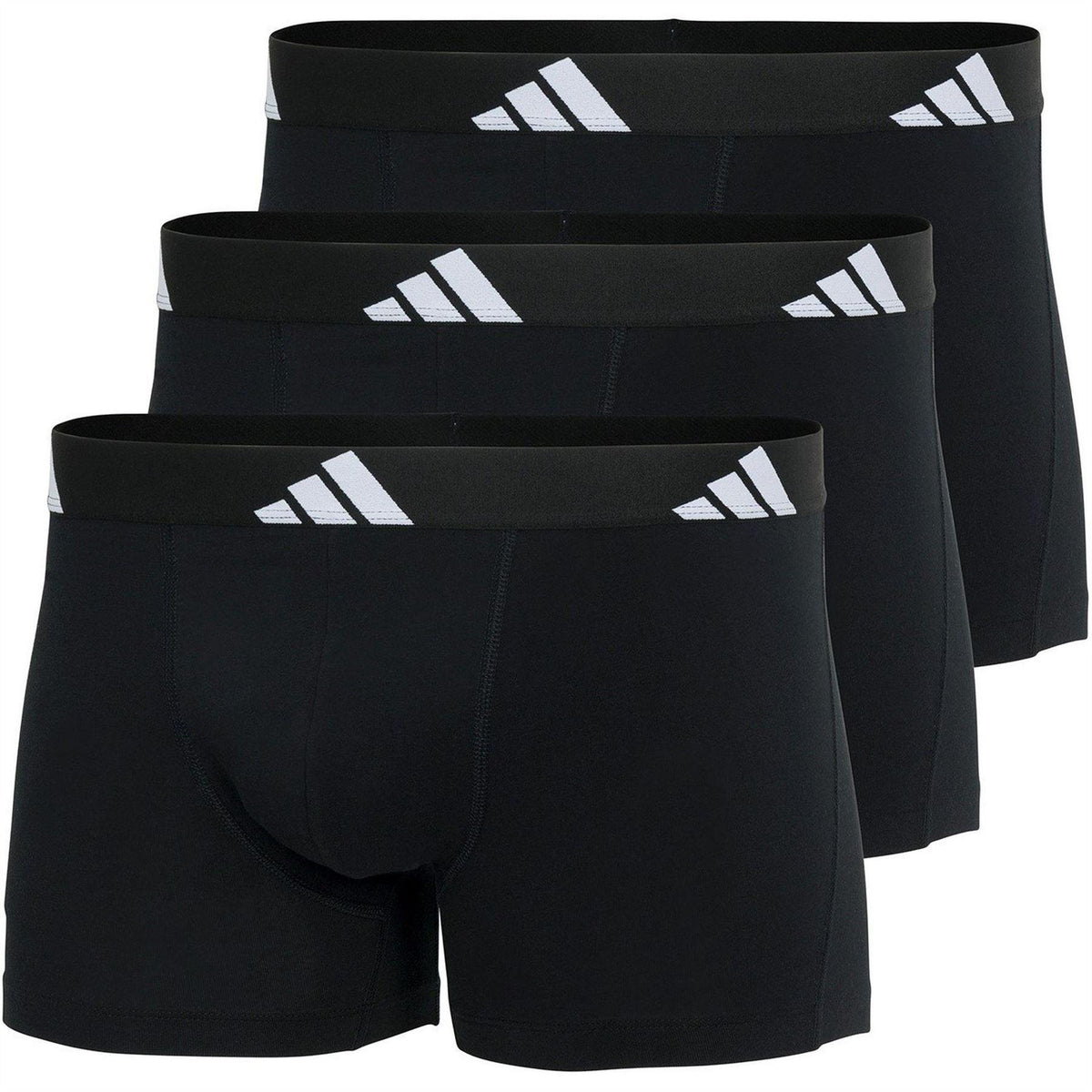Black - Front - Adidas Mens Plain Boxer Shorts (Pack of 3)