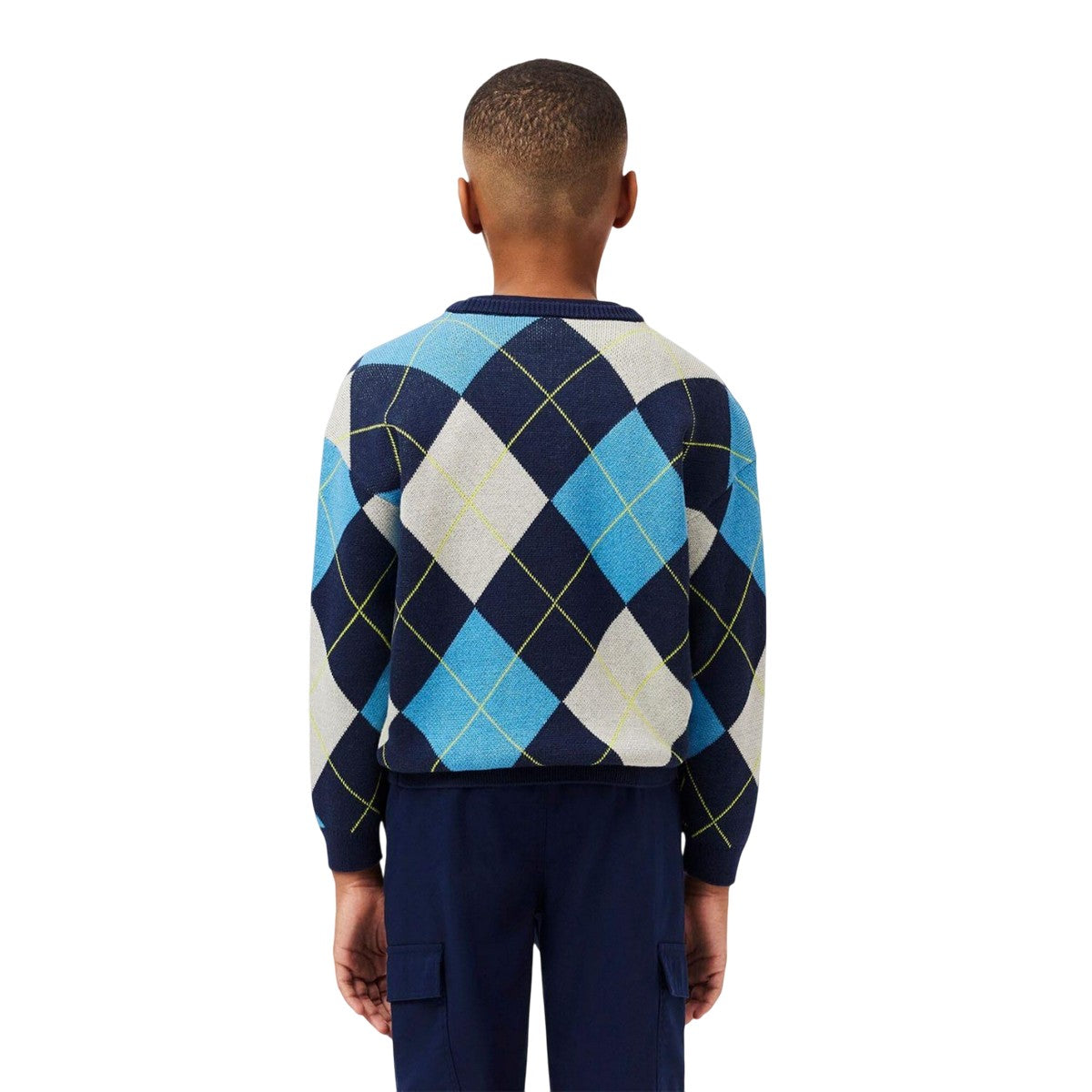 Navy - Back - Lacoste Boys Jacquard Sweater Top