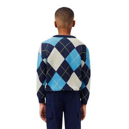 Navy - Back - Lacoste Boys Jacquard Sweater Top