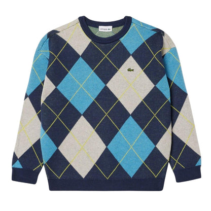Navy - Front - Lacoste Boys Jacquard Sweater Top