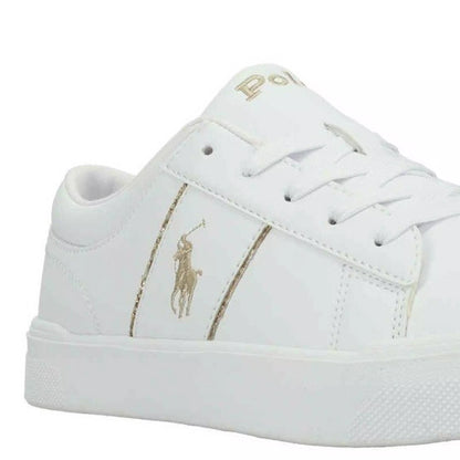 White-Gold - Side - Ralph Lauren Womens-Ladies Frazier II Golden Logo Trainers