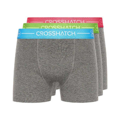 Charcoal Marl - Front - Crosshatch Mens Astral Logo Boxer Briefs (Pack of 3)