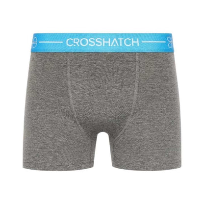 Charcoal Marl - Back - Crosshatch Mens Astral Logo Boxer Briefs (Pack of 3)