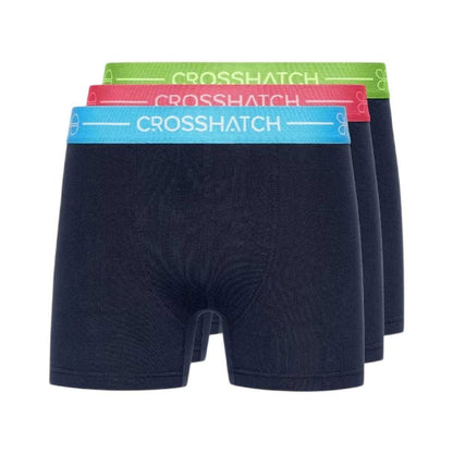 Navy - Front - Crosshatch Mens Astral Logo Boxer Briefs (Pack of 3)