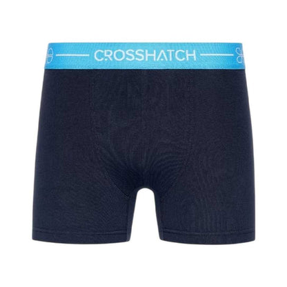 Navy - Back - Crosshatch Mens Astral Logo Boxer Briefs (Pack of 3)