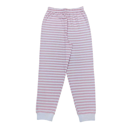 Pink - Side - Star Childrens-Kids Striped Long Pyjama Set