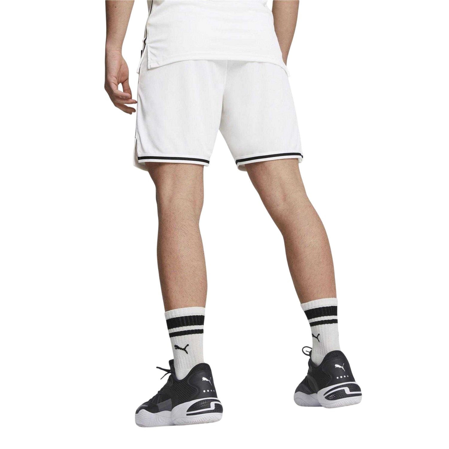 White - Side - Puma Mens Team Basketball Shorts