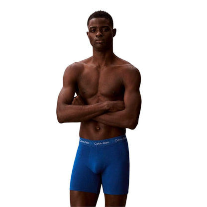 Black-Grey-Blue - Side - Calvin Klein Mens Cotton Blend Boxer Briefs (Pack of 3)