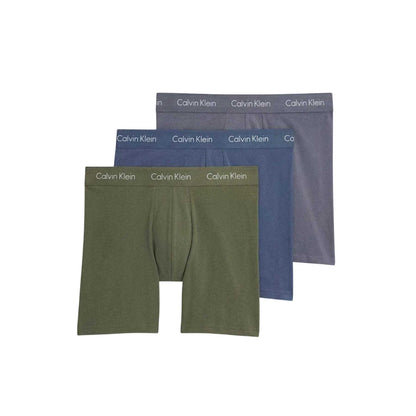 Blue-Green-Grey - Front - Calvin Klein Mens Cotton Blend Boxer Briefs (Pack of 3)
