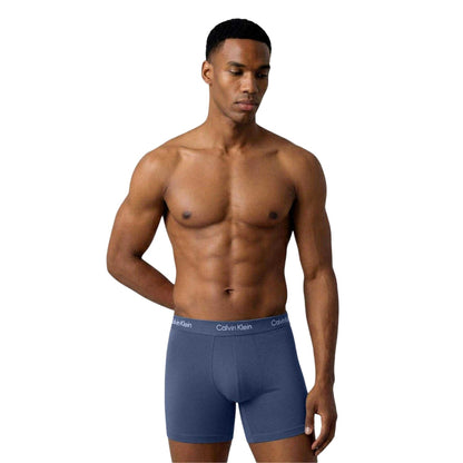 Blue-Green-Grey - Side - Calvin Klein Mens Cotton Blend Boxer Briefs (Pack of 3)