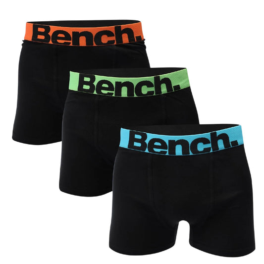 Black - Front - Bench Mens Action Logo Boxer Shorts (Pack of 3)