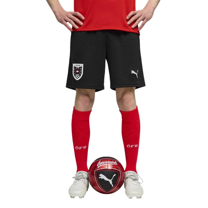 Black-Red - Side - Puma Mens World Cup 2026 Austria FC Regular Home Shorts