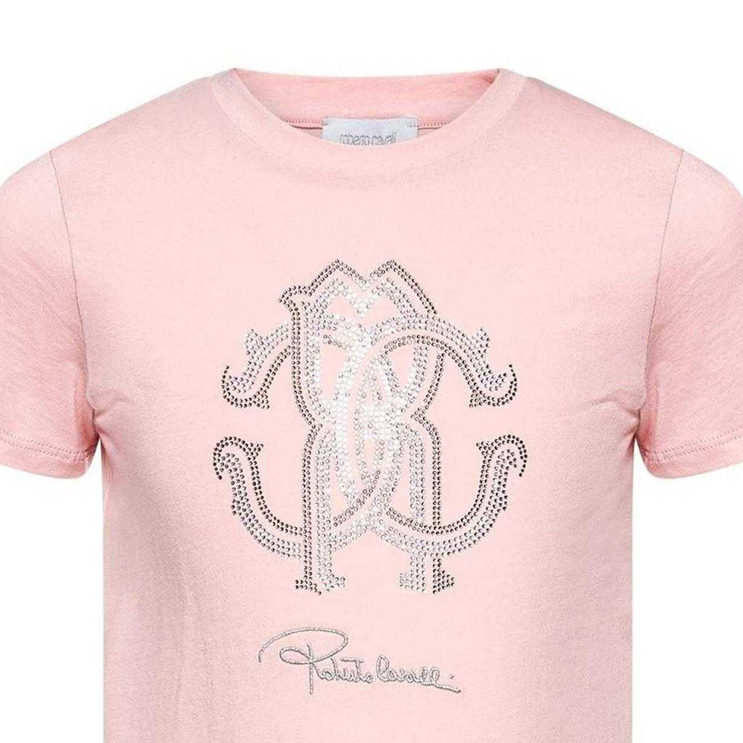 Pink - Side - Roberto Cavalli Childrens-Kids Embellished T-Shirt