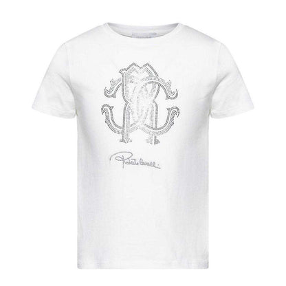 White - Front - Roberto Cavalli Childrens-Kids Embellished T-Shirt