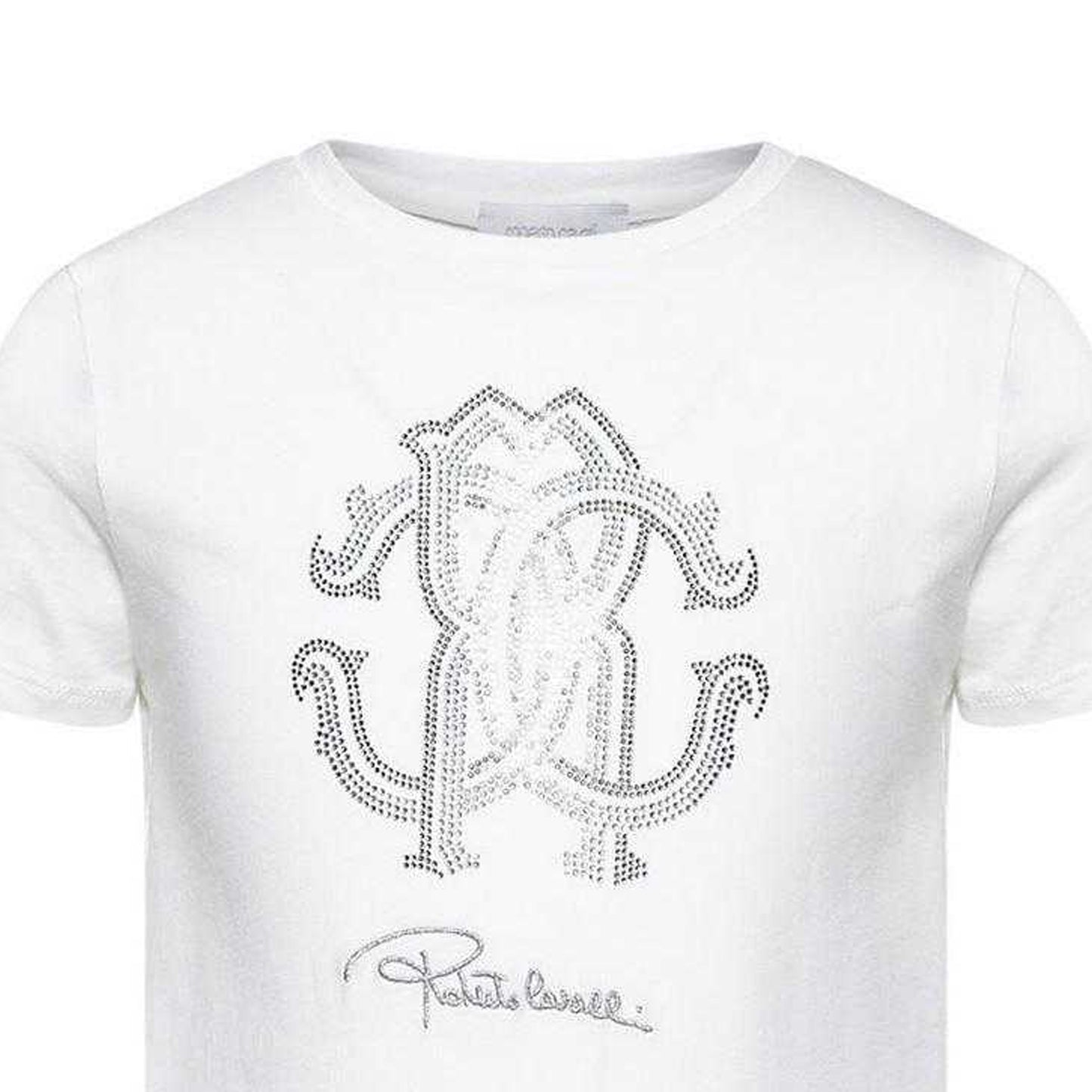White - Side - Roberto Cavalli Childrens-Kids Embellished T-Shirt