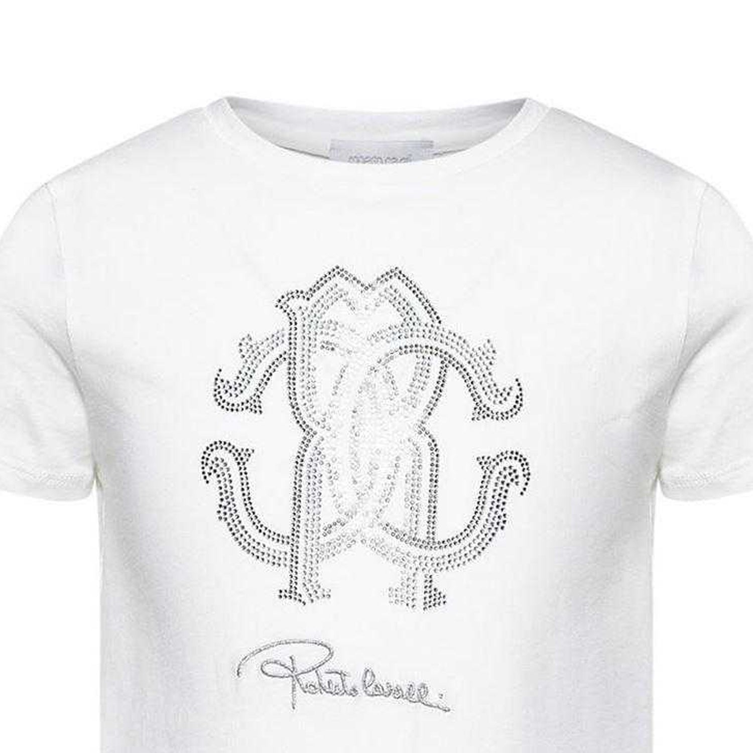 White - Side - Roberto Cavalli Childrens-Kids Embellished T-Shirt