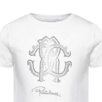 White - Side - Roberto Cavalli Childrens-Kids Embellished T-Shirt