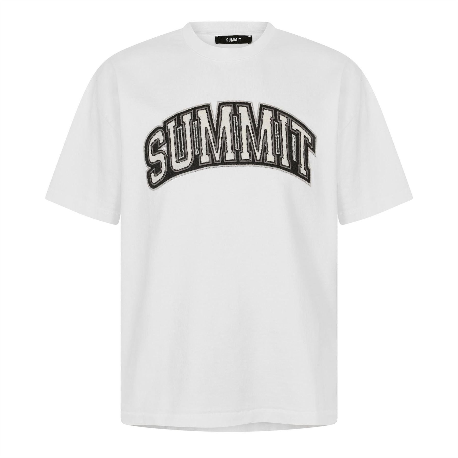 White - Front - Summit Mens Appliqué T-Shirt