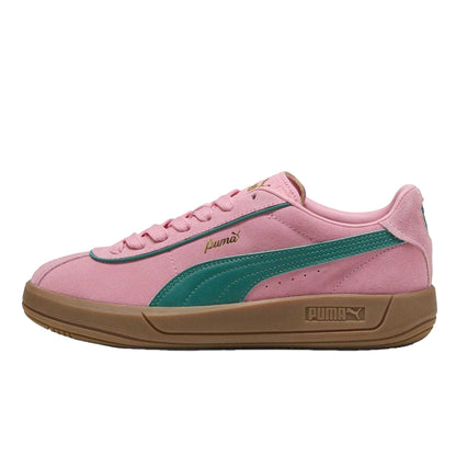 Green-Pink - Side - Puma Womens-Ladies Club Klassika Leather Low Trainers
