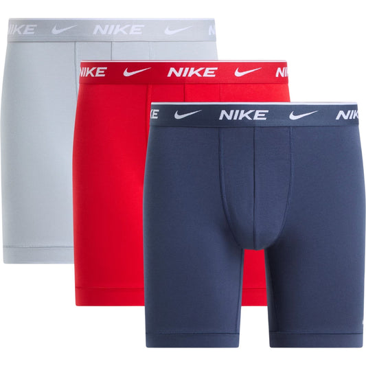 Navy-Grey-Red - Front - Nike Mens Boxer Briefs (Pack of 3)