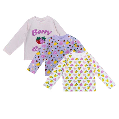 Multicoloured - Side - Star Girls Long Pyjama Set (Pack of 3)