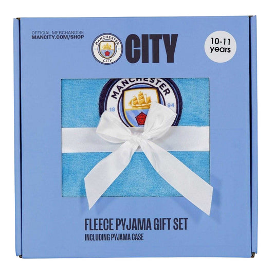 Blue - Front - Manchester City FC Childrens-Kids Fleece Pyjama Set