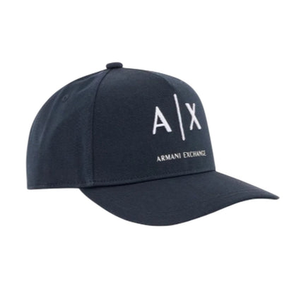 Navy-White - Front - Armani Exchange Mens Exchange Baseball Cap