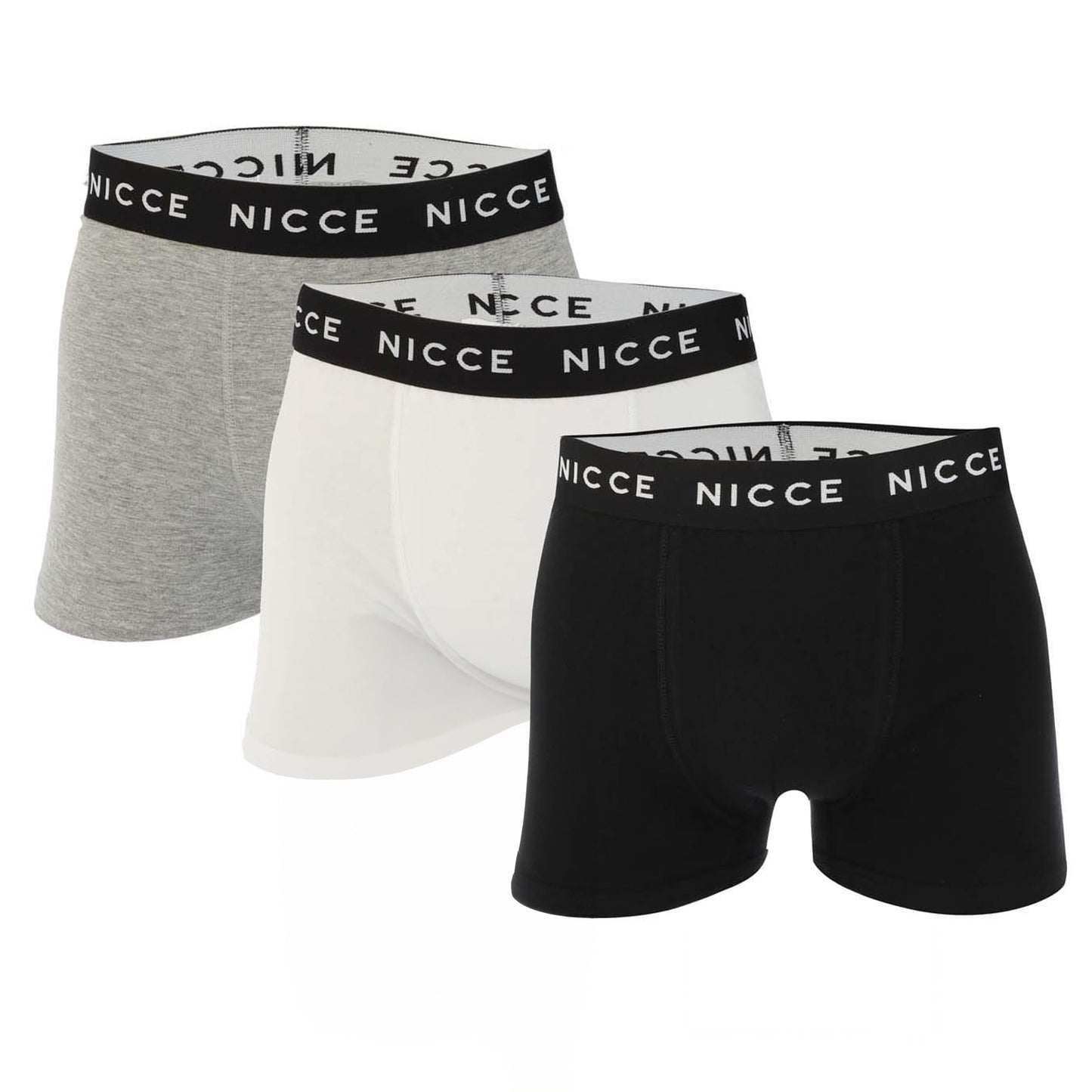 Black-Grey-White - Front - Nicce Mens Luzern Boxer Shorts (Pack of 3)
