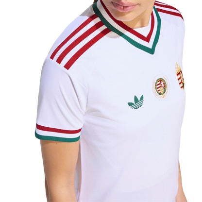 White - Side - Adidas Womens-Ladies Hungary Wicking Short-Sleeved Football Shirt