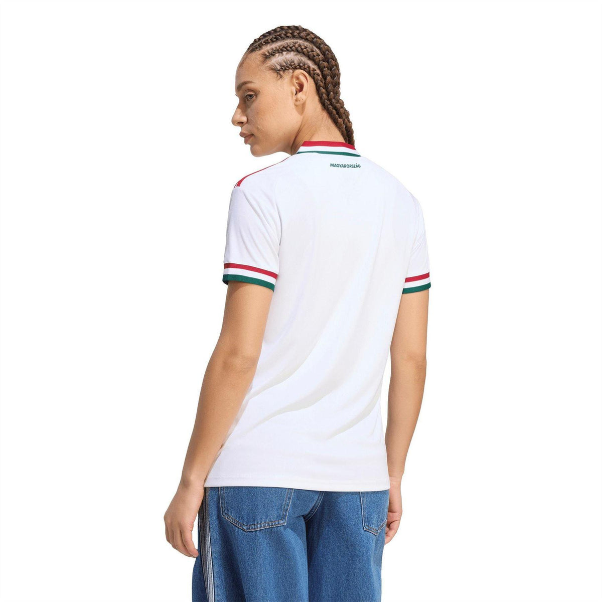 White - Pack Shot - Adidas Womens-Ladies Hungary Wicking Short-Sleeved Football Shirt