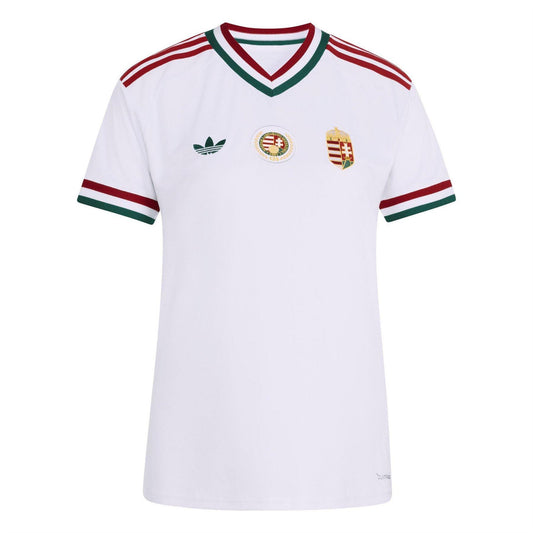 White - Front - Adidas Womens-Ladies Hungary Wicking Short-Sleeved Football Shirt