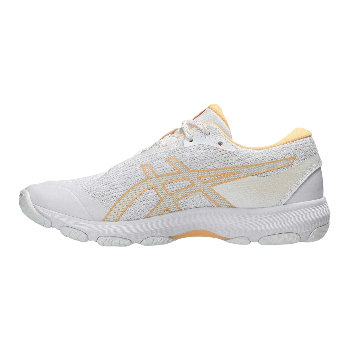 White-Rose - Side - Asics Womens-Ladies Netburner Academy Cushioned Shoes