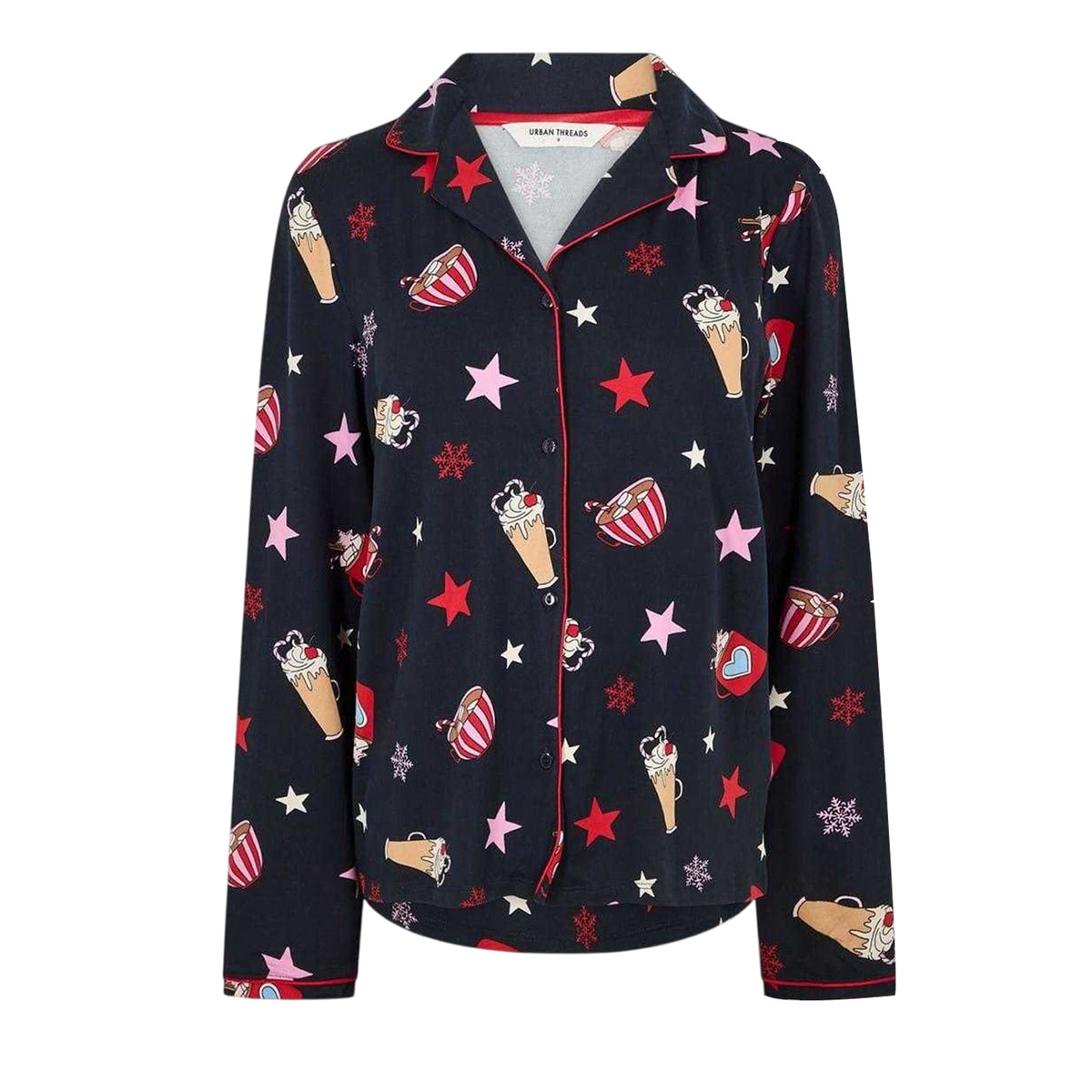 Navy-Hot Chocolate - Back - Urban Threads Womens-Ladies Pyjama Set