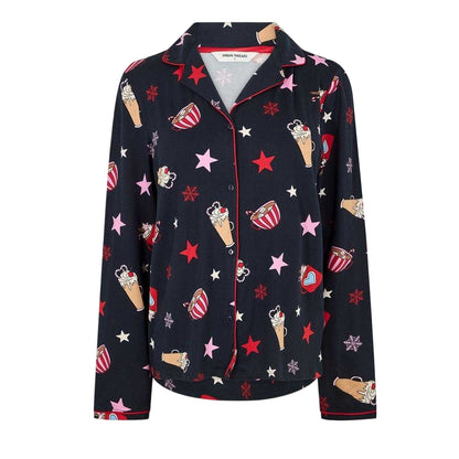 Navy-Hot Chocolate - Back - Urban Threads Womens-Ladies Pyjama Set