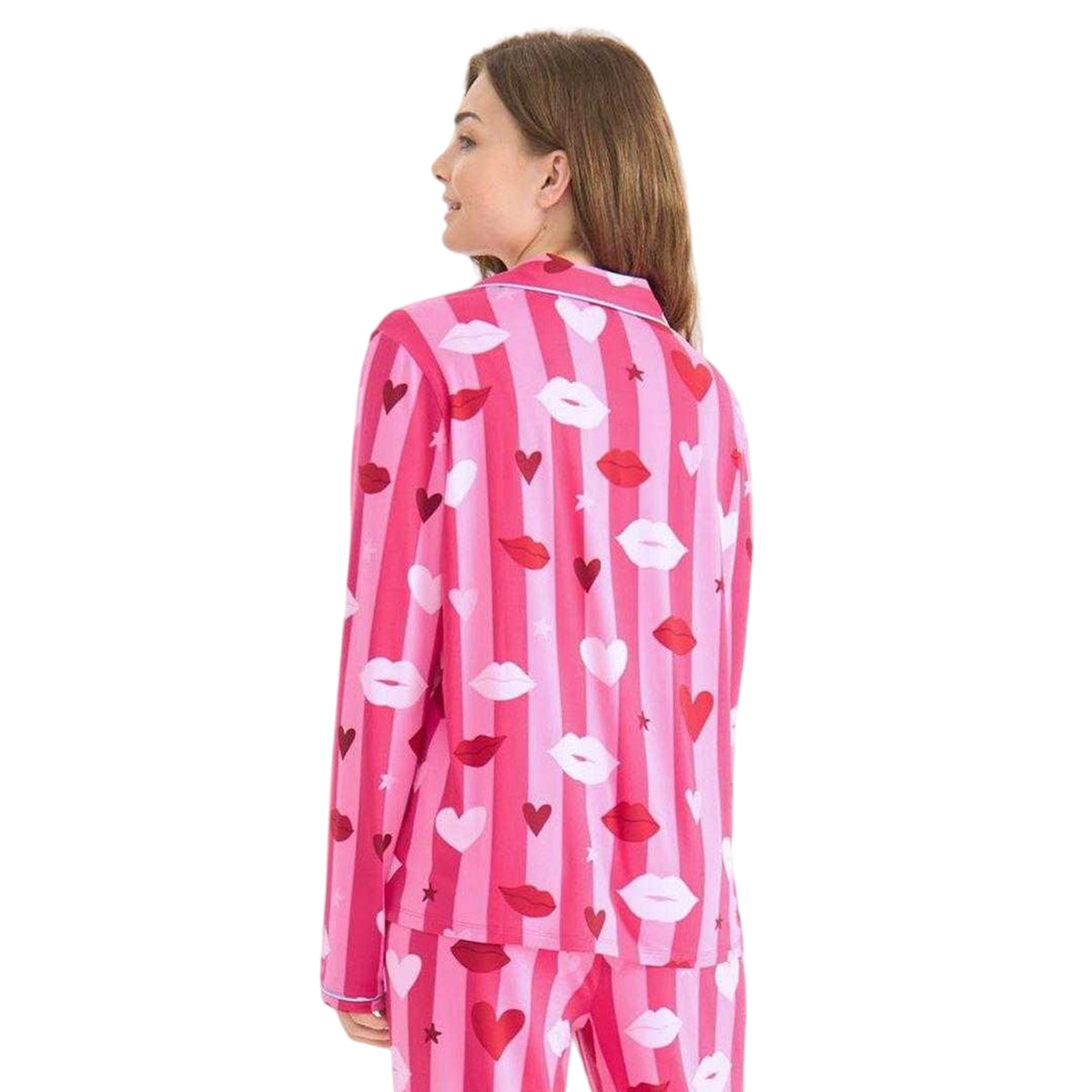 Pink - Back - Urban Threads Womens-Ladies Long Pyjama Set