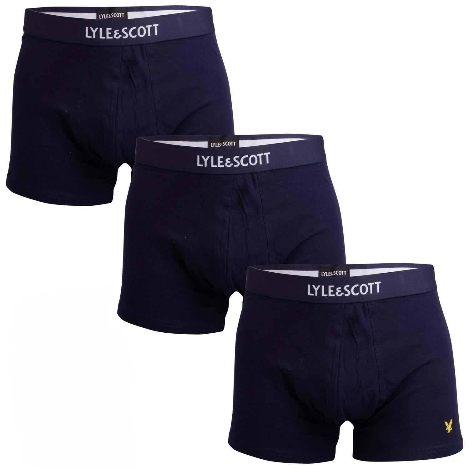 Navy - Front - Lyle & Scott Mens Devon Boxer Shorts (Pack of 3)