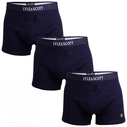 Navy - Front - Lyle & Scott Mens Devon Boxer Shorts (Pack of 3)