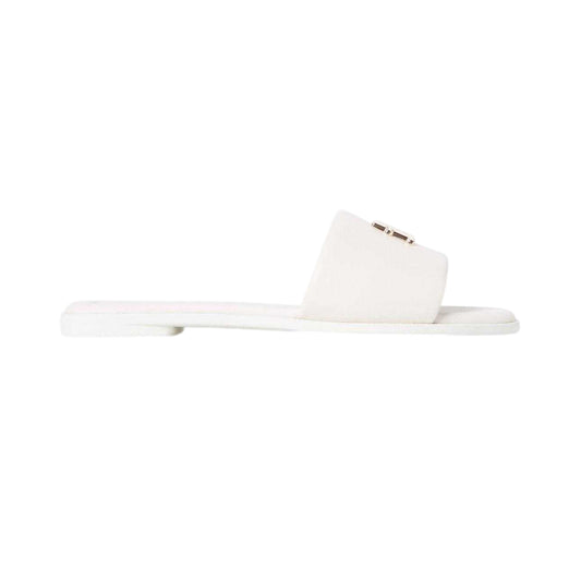 Soft Cream - Front - Tommy Hilfiger Womens-Ladies Logo Leather Flat Mule Sandals