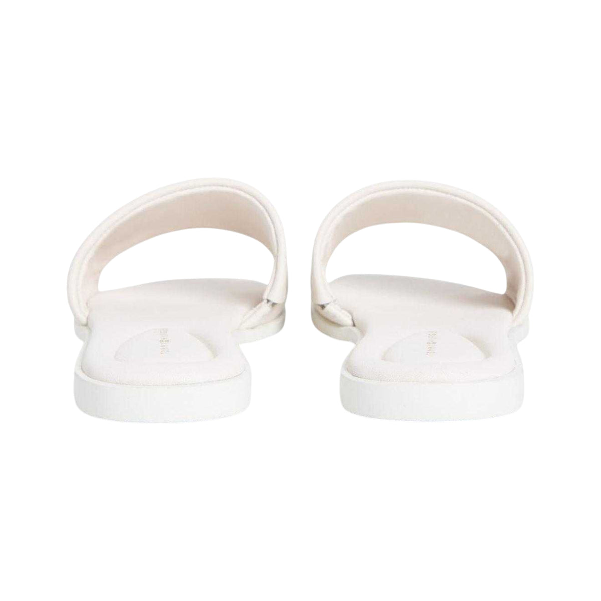 Soft Cream - Back - Tommy Hilfiger Womens-Ladies Logo Leather Flat Mule Sandals